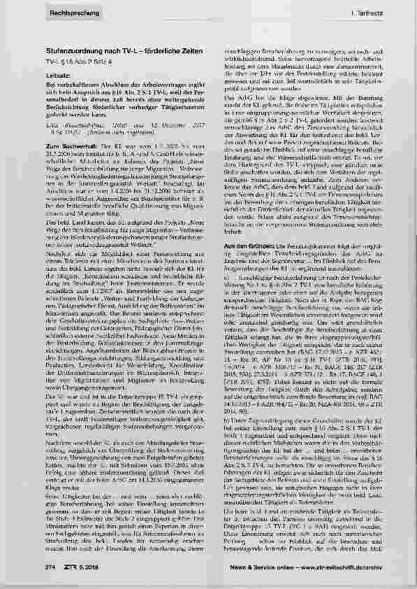 Vorschauseite 1: Stufenzuordnung nach TV-L förderliche Zeiten