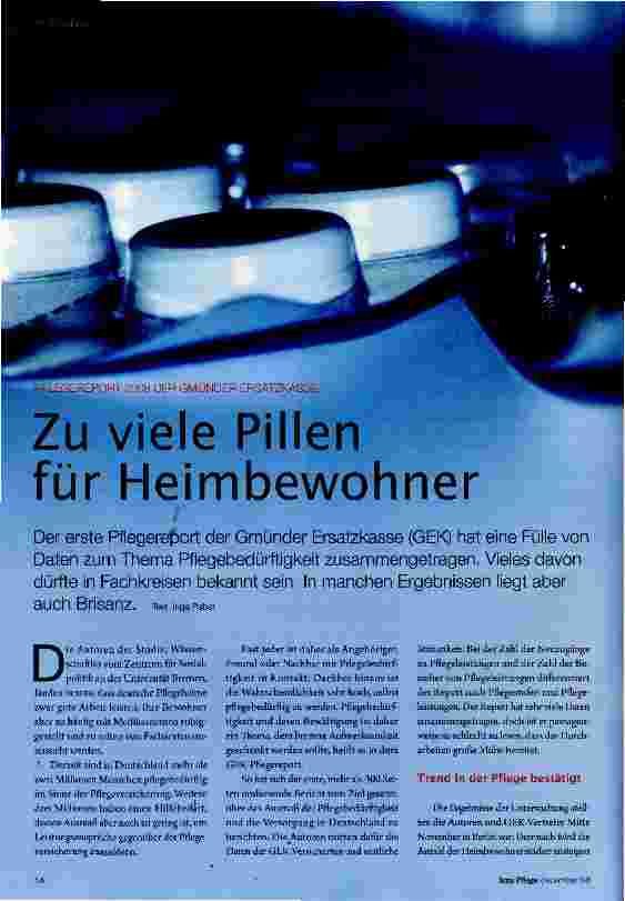 Vorschauseite 1: Zu viele Pillen für Heimbewohner