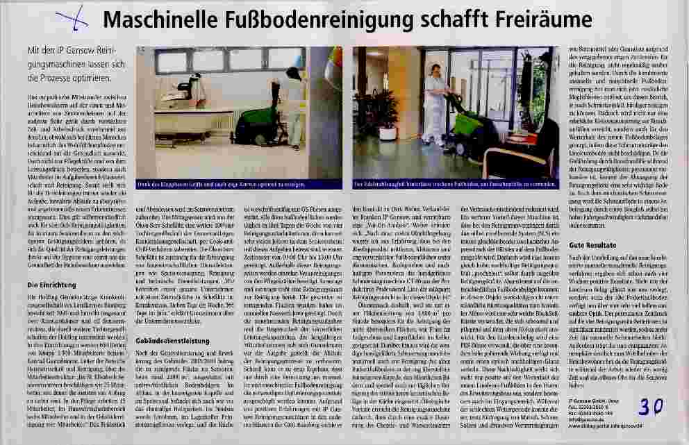 Vorschauseite 1: Maschinelle Fußbodenreinigung schafft Freiräume