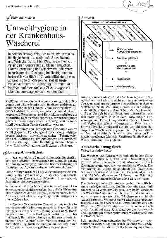 Vorschauseite 1: Umwelthygiene in der Krankenhaus-Wäscherei
