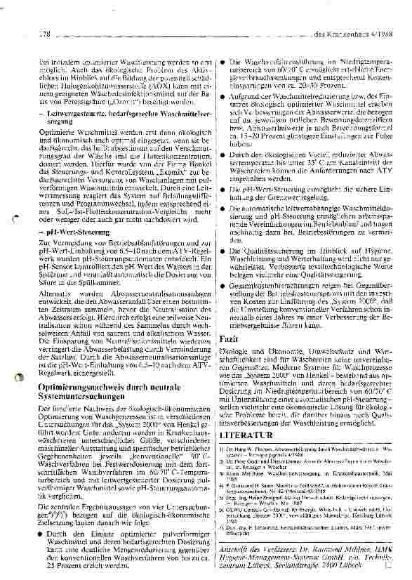 Vorschauseite 4: Umwelthygiene in der Krankenhaus-Wäscherei