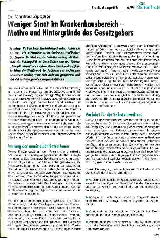 Vorschauseite 1: Weniger Staat im Krankenhausbereich - Motive und Hintergründe des Gesetzgebers