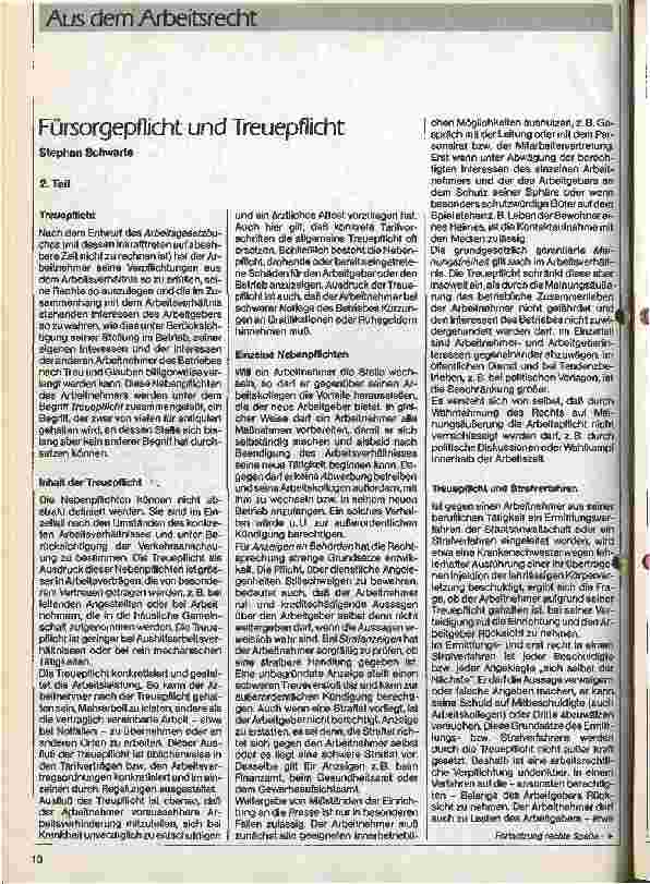Vorschauseite 1: Fürsorgepflicht und Treuepflicht 2. Teil