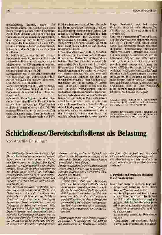 Vorschauseite 1: Schichtdienst/Bereitschaftsdienst als Belastung