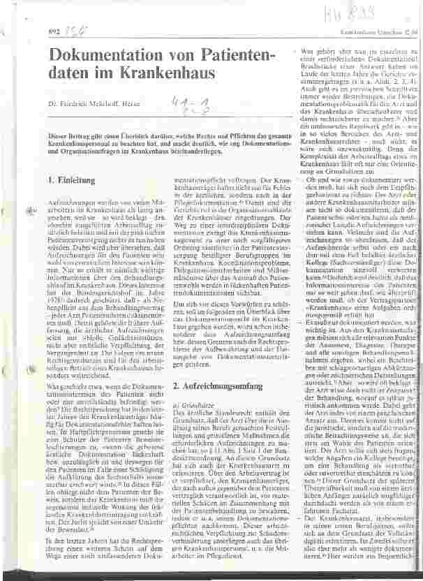 Vorschauseite 1: Dokumentation von Patientendaten im Krankenhaus