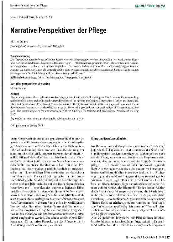 Vorschauseite 1: Narrative Perspektiven der Pflege