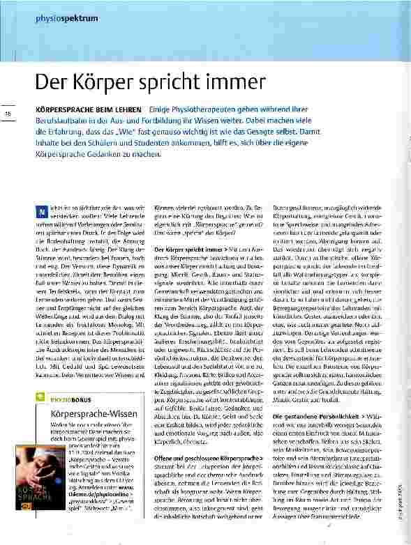 Vorschauseite 1: Der Körper spricht immer