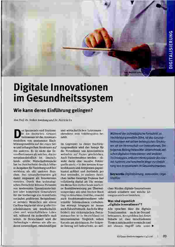 Vorschauseite 1: Digitale Innovationen im Gesundheitssystem