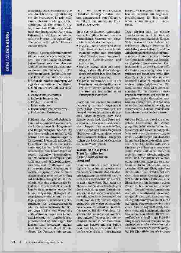 Vorschauseite 2: Digitale Innovationen im Gesundheitssystem