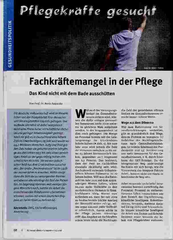 Vorschauseite 1: Fachkräftemangel in der Pflege