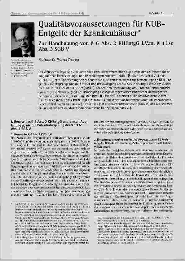 Vorschauseite 1: Qualitätsvoraussetzungen für NUB-Entgelte der Krankenhäuser