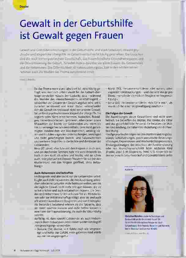 Vorschauseite 1: Gewalt in der Geburtshilfe ist Gewalt gegen Frauen