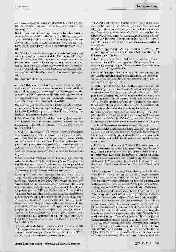 Vorschauseite 2: Erprobungsbefristung; Führungsposition TV-L § 31; TzBfG § 14 Abs. 1 Satz 2 Nr. 5
