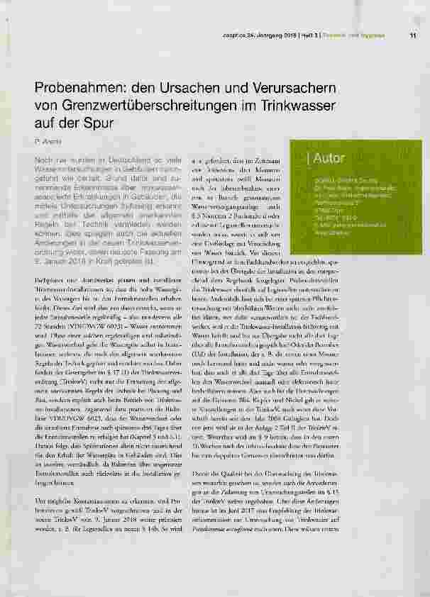 Vorschauseite 1: Grenzwertüberschreitungen im Trinkwasser auf der Spur