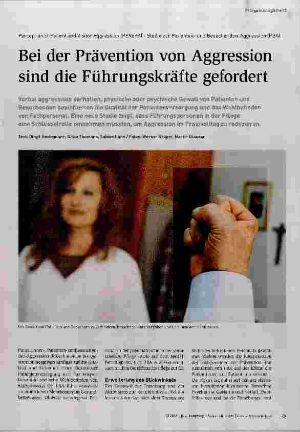 Vorschauseite 1: Bei der Prävention von Aggression sind die Führungskräfte gefordert