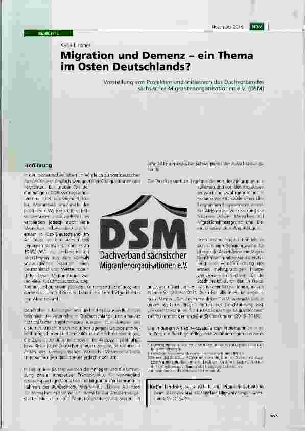 Vorschauseite 1: Migration und Demenz ein Thema im Osten Deutschlands?