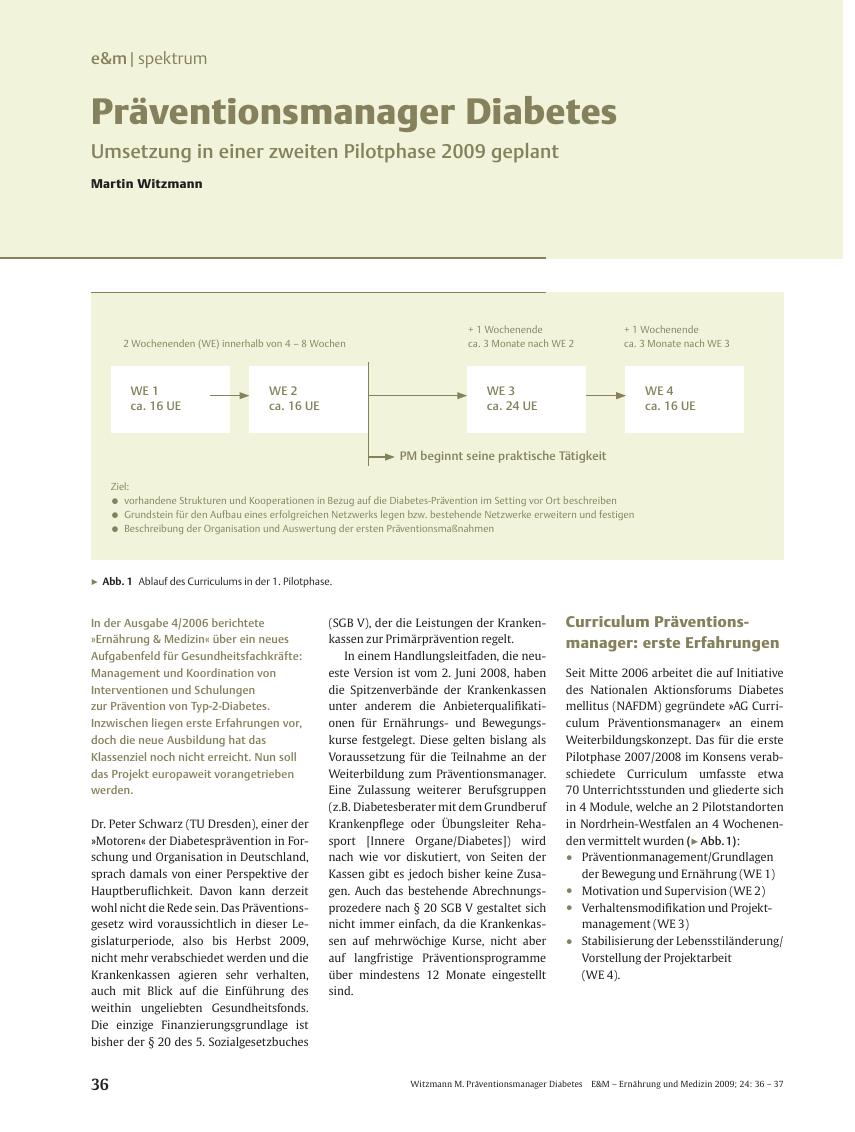 Vorschauseite 1: Präventionsmanager Diabetes