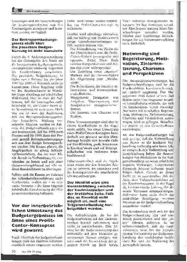 Vorschauseite 5: Budgetverhandlungen 1998 Strategie und Perspektive