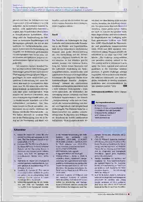 Vorschauseite 6: Analgosedierung für diagnostische und interventionelle Prozeduren in der Pädiatrie