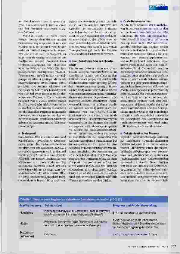 Vorschauseite 2: Dekolonisationstherapie zur Prävention nosokomialer Infektionen: Für welche Erreger gibt es evidenzbasierte Behandlungsregime?