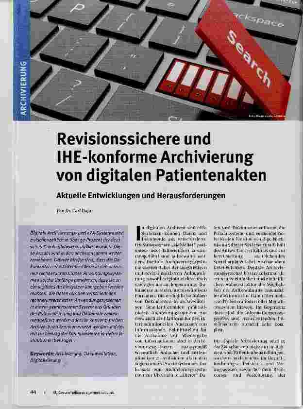 Vorschauseite 1: Revisionssichere und IHE-konforme Archivierung von digitalen Patientenakten