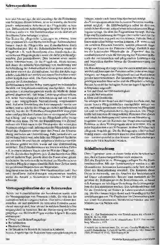 Vorschauseite 2: Häusliche Versorgungsleistungen von Sozialstationen und deren Kosten Zwischenbericht zu einem Forschungsprojekt
