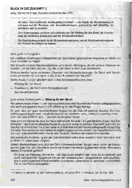 Vorschauseite 1: Blick in die Zukunft 40 Jahre Österreichischer Krankenpflegeverband