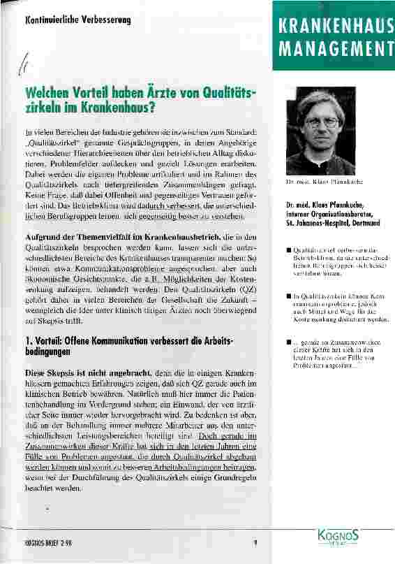 Vorschauseite 1: Welchen Vorteil haben Ärzte von Qualitätszirkeln im Krankenhaus?