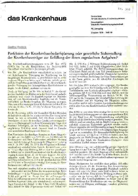 Vorschauseite 1: Perfektion der Krankenhausbedarfsplanung oder gesetzliche Sicherstellung der Krankenhausträger zur Erfüllung der ihnen zugedachten Au.