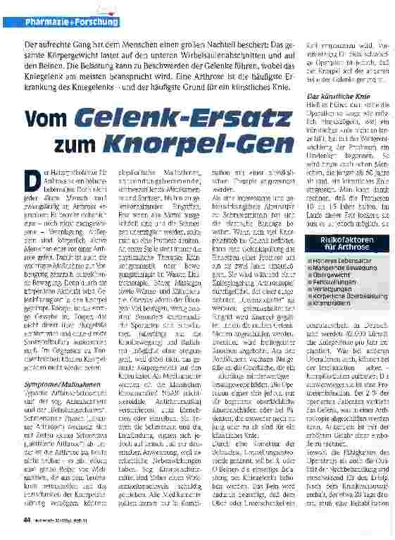 Vorschauseite 1: Vom Gelenk-Ersatz zum Knorpel-Gen