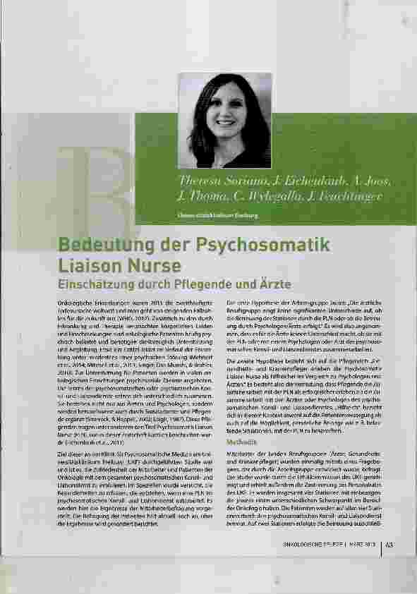 Vorschauseite 1: Bedeutung der Psychosomatik Liaison Nurse