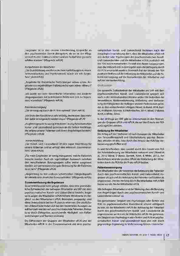 Vorschauseite 5: Bedeutung der Psychosomatik Liaison Nurse