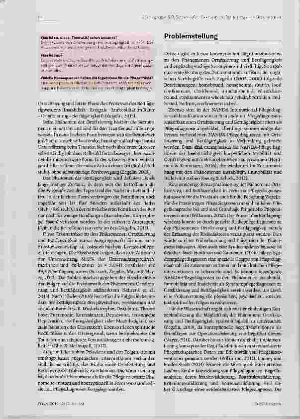 Vorschauseite 2: Ortsfixierung und Bettlägerigkeit im Kontext von Gebundenheit (boundedness)