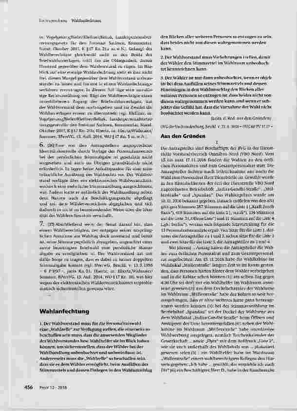 Vorschauseite 1: Wahlanfechtung