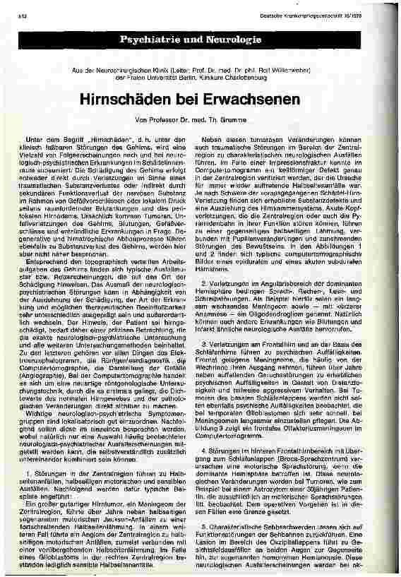 Vorschauseite 1: Hirnschäden bei Erwachsenen