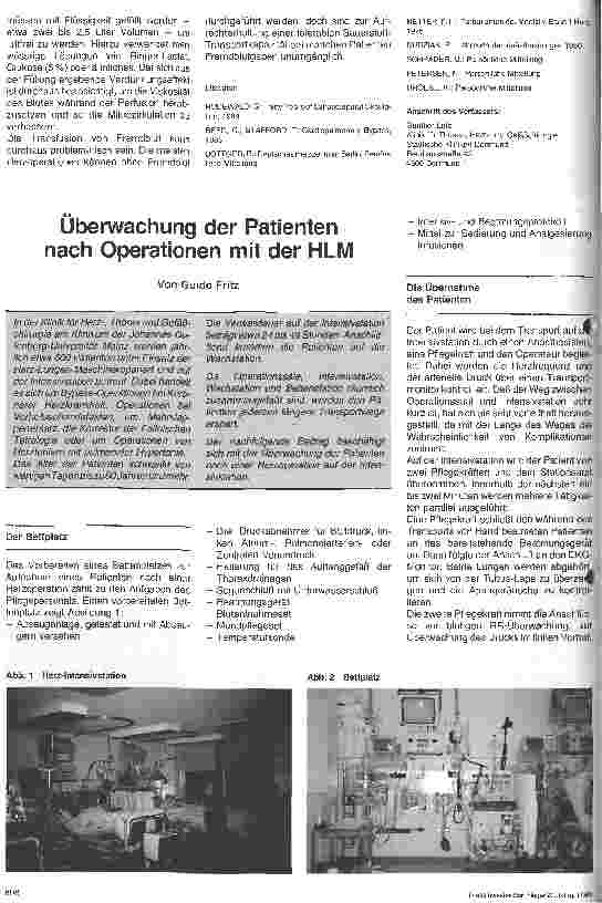 Vorschauseite 1: Überwachung der Patienten nach Operationen mit der HLM