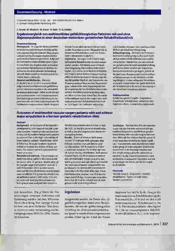 Vorschauseite 3: Ergebnisvergleich von multimorbiden gefäßchirurgischen Patienten mit und ohne Majoramputation in einer deutschen stationären geriatrischen Rehabilitationsklinik