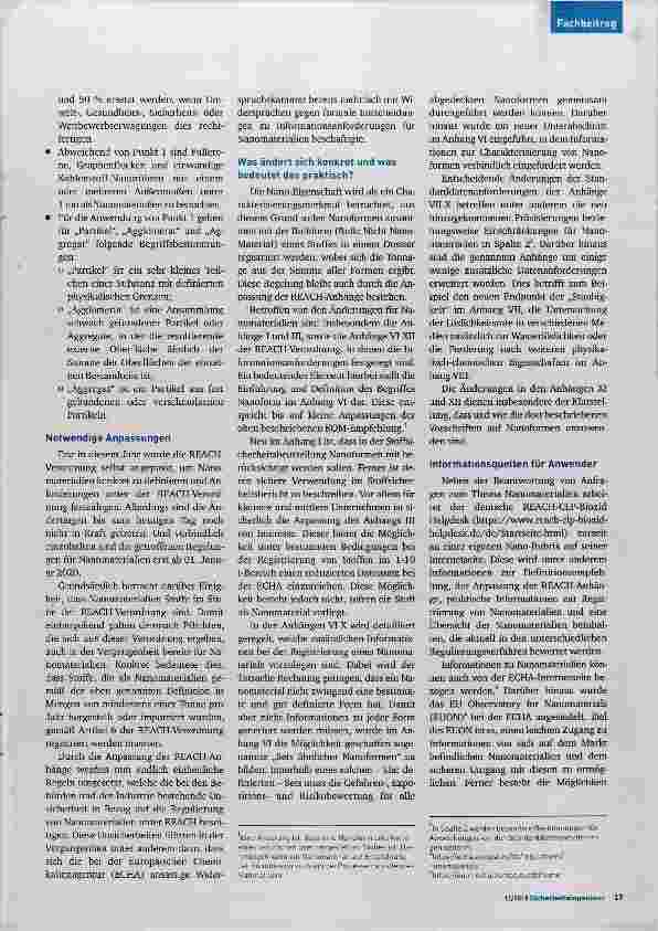 Vorschauseite 2: Nanomaterialien & REÄCH: Es wächst zusammen, was zusammen gehört