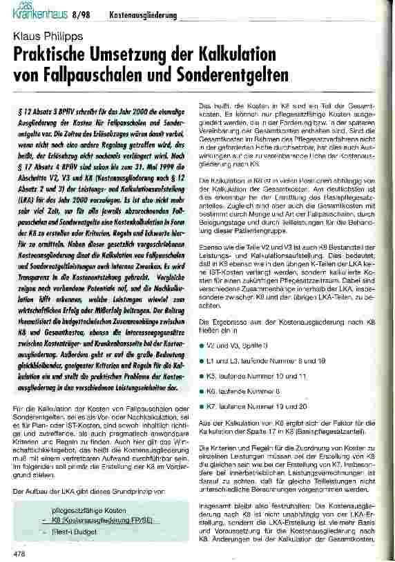 Vorschauseite 1: Praktische Umsetzung der Kalkulation von Fallpauschalen und Sonderentgelten