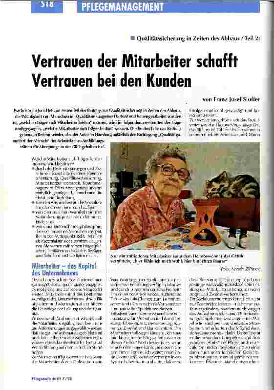 Vorschauseite 1: Qualitätssicherung in Zeiten des Abbaus / Teil 2: Vertrauen der Mitarbeiter schafft Vertrauen bei den Kunden