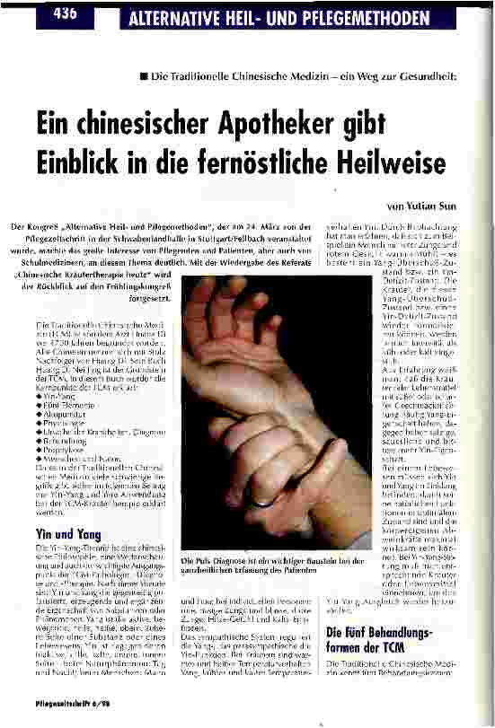 Vorschauseite 1: Ein chinesischer Apotheker gibt Einblick in die fernöstliche Heilweise Die Traditionelle Chinesische Medizin - ein Weg zur Gesundheit