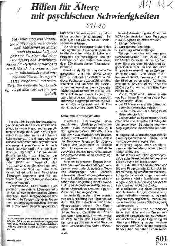 Vorschauseite 1: Hilfen für Ältere mit psychischen Schwierigkeiten