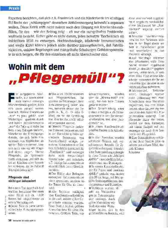 Vorschauseite 1: Wohin mit dem Pflegemüll?