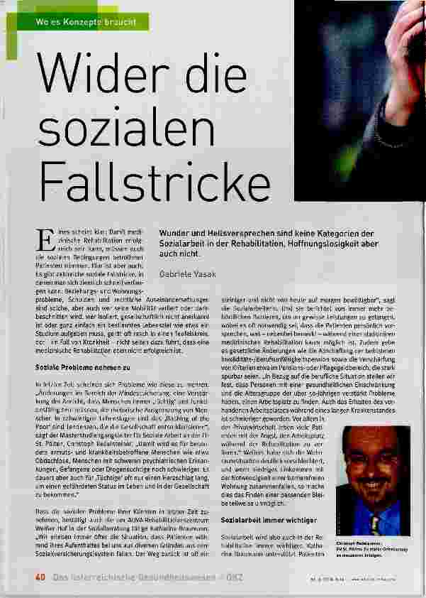 Vorschauseite 1: Wider die sozialen Fallstricke