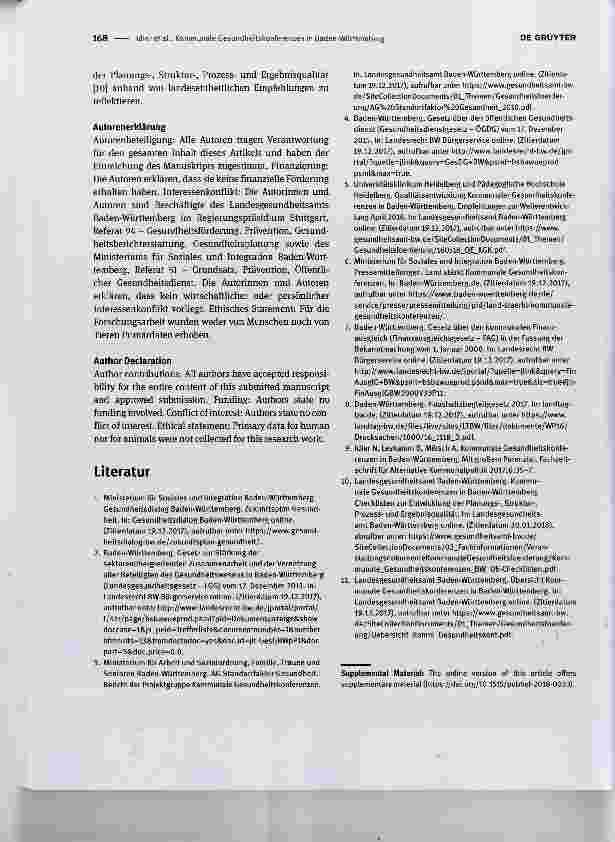 Vorschauseite 5: Kommunale Gesundheitskonferenzen in Baden-Württemberg Themen und Aktivitäten