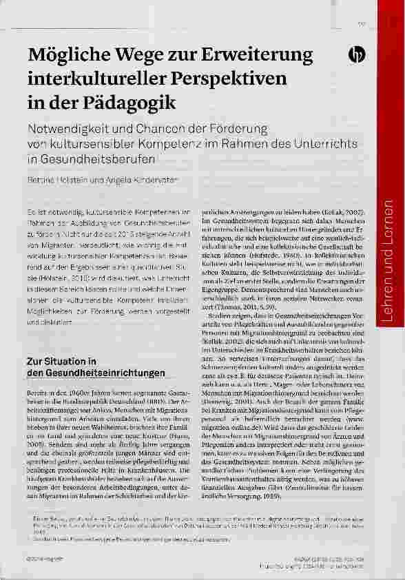 Vorschauseite 1: Mögliche Wege zur Erweiterung interkultureller Perspektiven in der Pädagogik