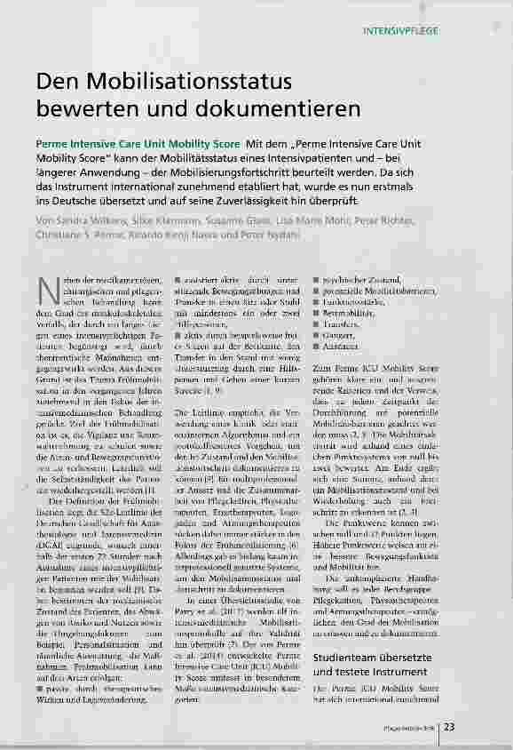 Vorschauseite 2: Den Mobilisationsstatus bewerten und dokumentieren