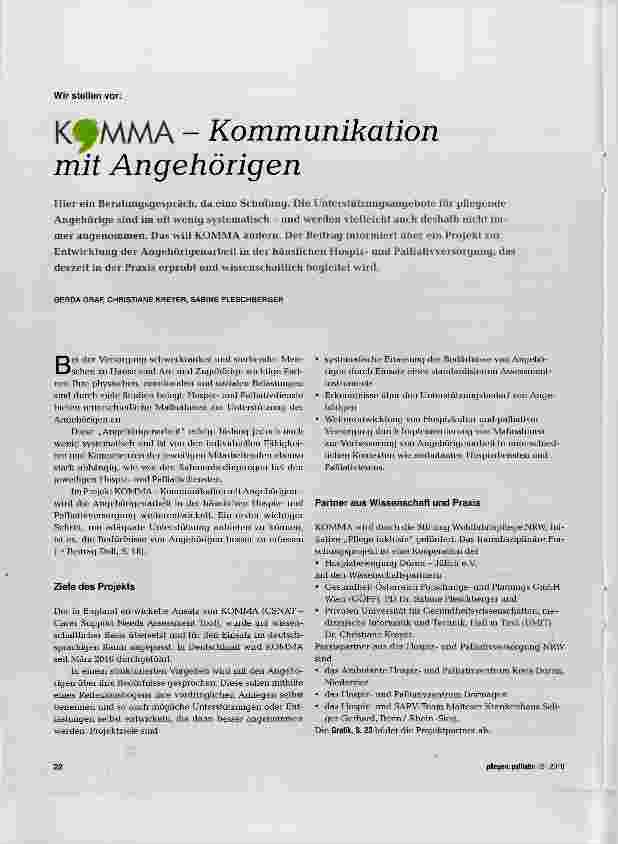 Vorschauseite 1: KOMMA - Kommunikation mit Angehörigen