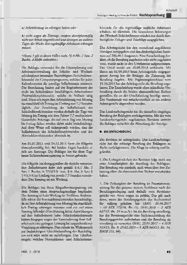 Vorschauseite 3: Samstag ist Werktag im Sinne des TVöD-K