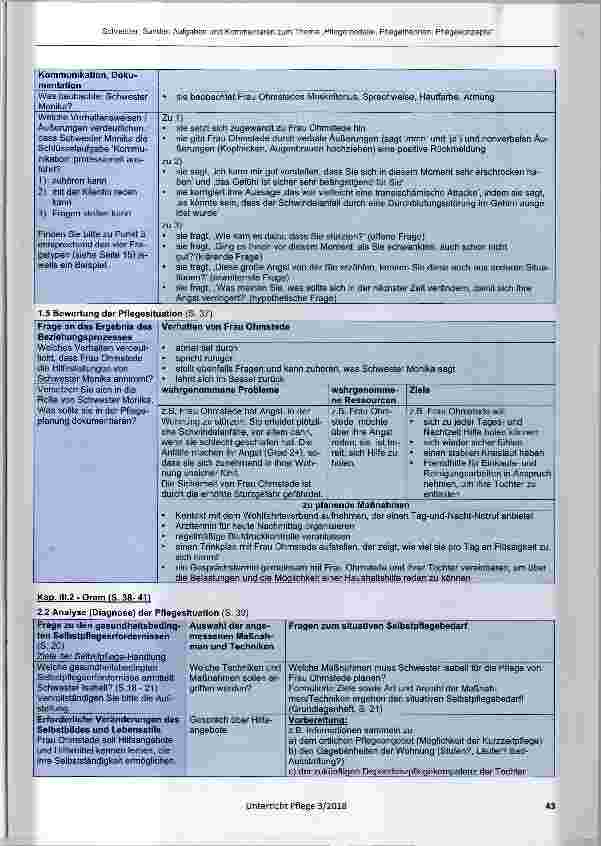 Vorschauseite 6: Aufgaben zum Thema Pflegemodelle, Pflegetheorien und Pflegekonzepte mit Kommentaren und Lösungsvorschlägen